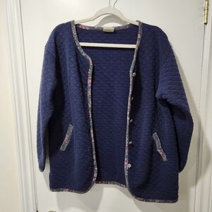 Vintage Lady Footlocker Navy Quilted Cardigan
